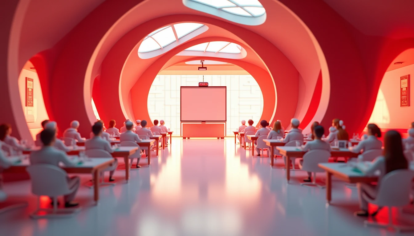 Eye-level view of classroom with aviation training materials